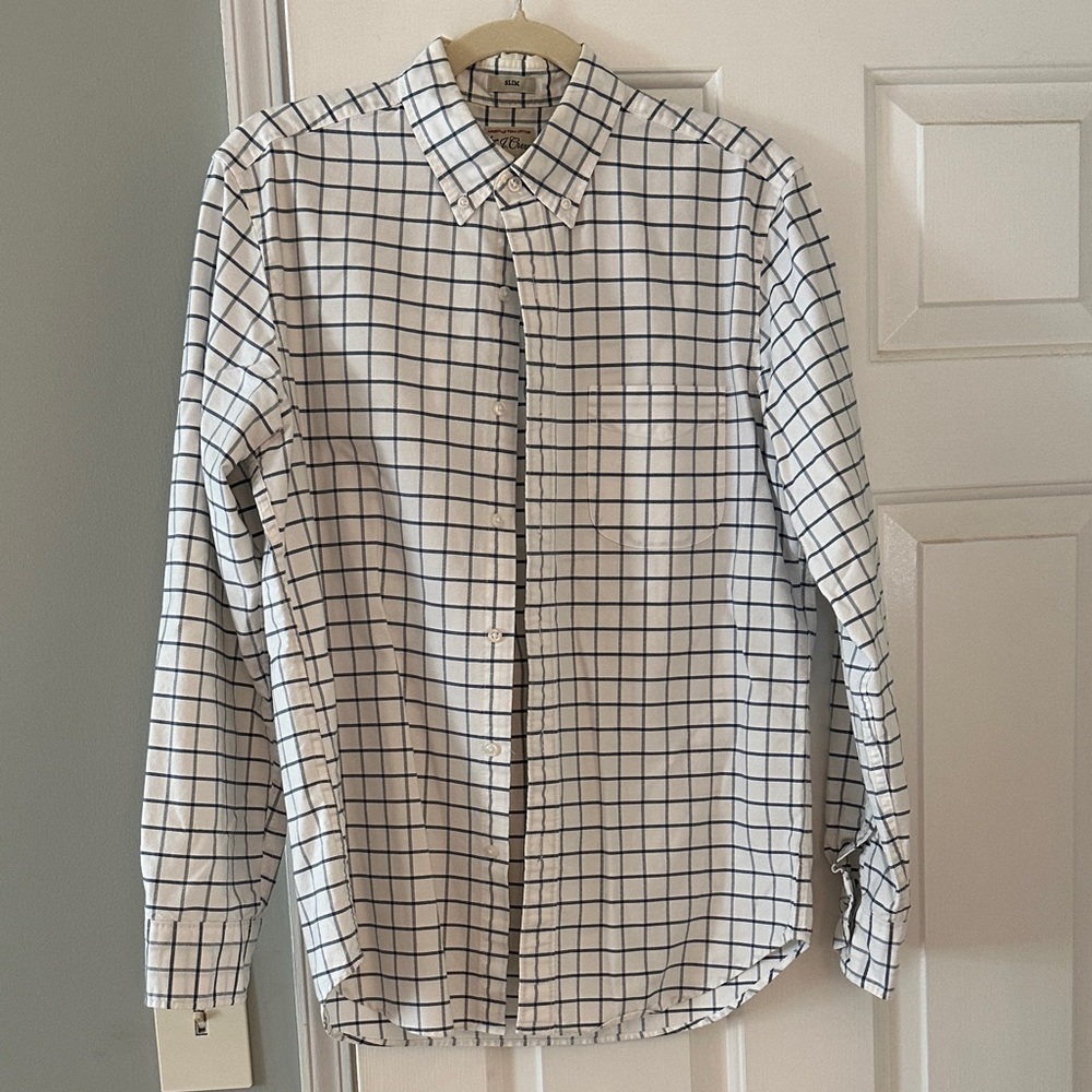 J. Crew White and Black Grid Shirt